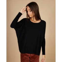 Cashmere Tribu - Pull poncho 100% Cachemire Alizée col rond noir M