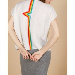 Cashmere Tribu - Pull 100% Cachemire Marion à bandes au dos écru S