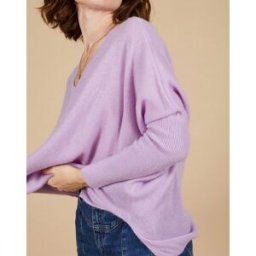 Cashmere Tribu - Pull poncho 100% Cachemire Emma col V glycine M