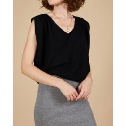 Cashmere Tribu - Pull 100% Cachemire Bella épaulettes noir L