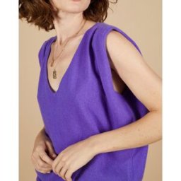 Cashmere Tribu - Pull 100% Cachemire Bella épaulettes violet L