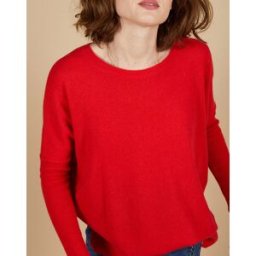 Cashmere Tribu - Pull poncho 100% Cachemire Alizée col rond rouge carmen M
