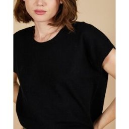 Cashmere Tribu - Pull 100% Cachemire Laurène manches courtes noir M