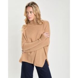 Cashmere Tribu - Pull Poncho 100% Cachemire Lola camel S