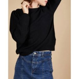 Cashmere Tribu - Pull 100% Cachemire Ines col rond tressé noir L