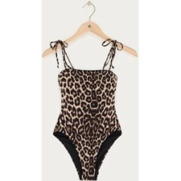 Maillot de bain imprimé léopard avec nœuds My Jewellery Marron/Noir L femme