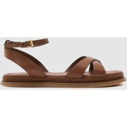 Reiss Reiss Emma Leather Plaited-Detail Flat Sandals Brun EU 41 (UK 8)