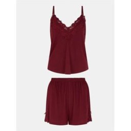 Accessorize Accessorize Lace Trim Short Pyjamas Set rouge S (FR 38-40)