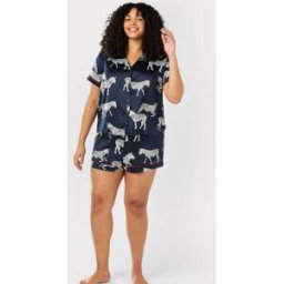 Chelsea Peers Chelsea Peers Curve Satin Zebra Print Short Pyjama Set bleu FR 52 (EU 50)
