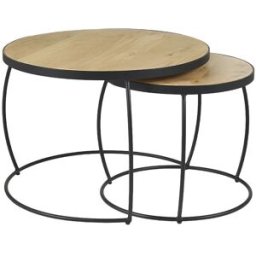 Miliboo Tables basses gigognes rondes bois manguier massif (lot de 2) BARREL