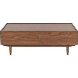 Miliboo Table basse rectangulaire avec rangements 2 tiroirs finition bois foncé noyer L120 cm SANAA