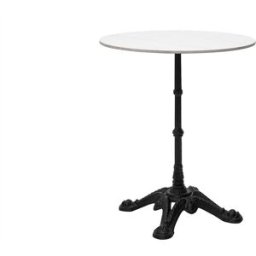 Miliboo Table bistrot ronde en pierre minérale et métal noir D60 cm CONTY