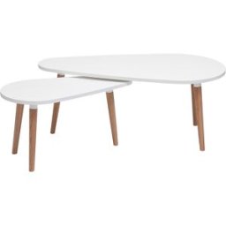 Miliboo Tables basses gigognes scandinaves blanc et bois clair chêne massif (lot de 2) ARTIK