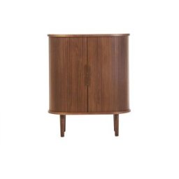 Miliboo Buffet haut vintage avec portes coulissantes bois foncé noyer L70 cm EPIC