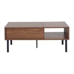 Miliboo Table basse relevable rectangulaire bois foncé finition noyer et métal noir L100 cm KANE