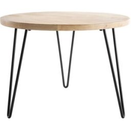 Miliboo Table basse ronde bois manguier massif et métal noir D60 cm VIBES