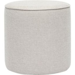 Miliboo Pouf rond en tissu effet velours texturé beige D40 cm PAUL
