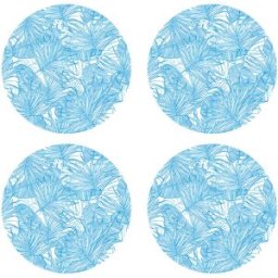 Floorart - 4 Sets de table Feuilles ronds bleus - D.40 cm OS