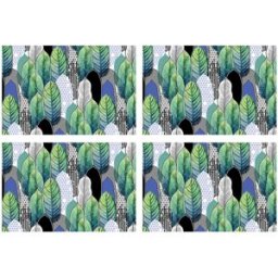 Floorart - 4 Sets de table rectangulaires Forêt Géométrique multicolores - 30x45 cm OS