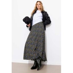 Promod Jupe évasée imprimée Femme Imprimé noir XS