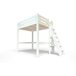 ABC MEUBLES Lit Mezzanine adulte 160x200 bois + échelle hauteur réglable Alpage - Blanc