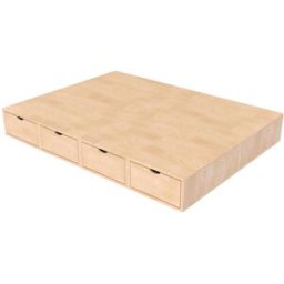 ABC MEUBLES Lit double avec rangement tiroirs Cube - 140x200 - Brut (sans vernis)