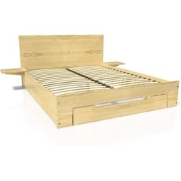 ABC MEUBLES Lit 2 places 160x200 Happy bois avec tiroir et chevets amovibles - Miel