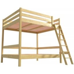 ABC MEUBLES Lit double superposé Sylvia 140x200 avec échelle - Miel