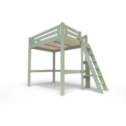 ABC MEUBLES Lit Mezzanine adulte 160x200 bois + échelle hauteur réglable Alpage - Gris