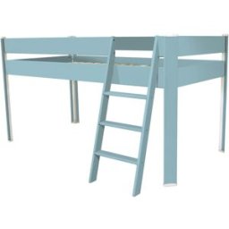 ABC MEUBLES Lit Compact 90x190 surélevé enfant - Bleu Pastel