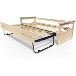 ABC MEUBLES Lit Gigogne 80x190 Topaze en Pin massif - Vernis Naturel