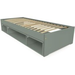 ABC MEUBLES Lit avec rangement Maël 90x200 - Gris