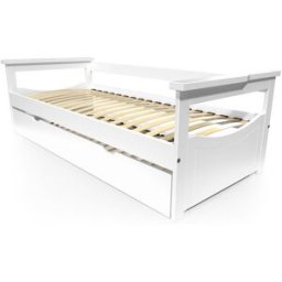 ABC MEUBLES Lit Gigogne 80x190 Topaze en Pin massif - Blanc