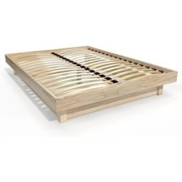 ABC MEUBLES Lit plateforme 160x200 en bois massif - Vernis Naturel