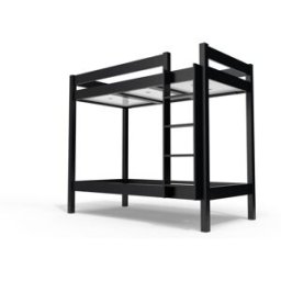 ABC MEUBLES Lit superposé 2 places 90x190 échelle droite bois ABC - Noir