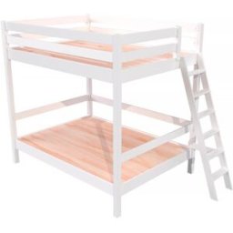 ABC MEUBLES Lit double superposé Sylvia 160x200 avec échelle - Blanc
