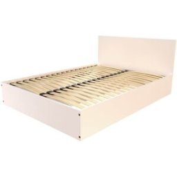 ABC MEUBLES Lit coffre 2 places en bois avec tête de lit - 140x190 - Blanc