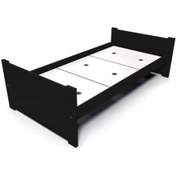 ABC MEUBLES Lit 90x190 1 place bois hêtre Solo - Noir