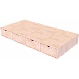 ABC MEUBLES Lit 1 place avec rangement 90x200 Cube - Brut (sans vernis)