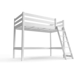 ABC MEUBLES Lit mi-hauteur 90x200 bois ABC avec échelle inclinée - Blanc