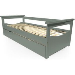 ABC MEUBLES Lit Gigogne 80x190 Topaze en Pin massif - Gris