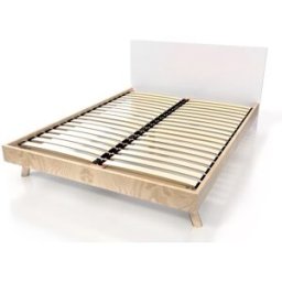 ABC MEUBLES Lit scandinave viking 160x200 en bois massif - Vernis naturel/Blanc