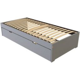 ABC MEUBLES Lit gigogne 80x200 Malo pin massif - Gris