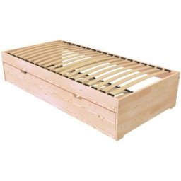ABC MEUBLES Lit gigogne 80x200 Malo pin massif - Brut (sans vernis)