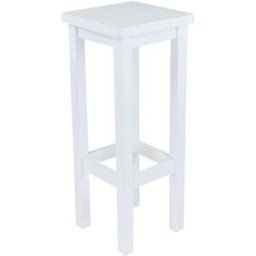 ABC MEUBLES Tabouret de bar en bois droit - Blanc