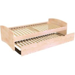 ABC MEUBLES Lit gigogne 80x190 Happy pin massif - Brut (sans vernis)