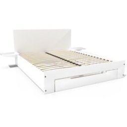 ABC MEUBLES Lit 2 places 160x200 Happy bois avec tiroir et chevets amovibles - Blanc