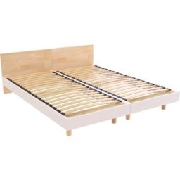 ABC MEUBLES Lits jumeaux bois massif avec têtes Twin - 90x190 - Vernis naturel/Blanc