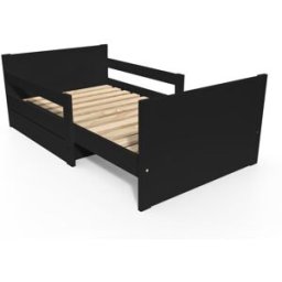 ABC MEUBLES Lit évolutif enfant avec tiroir bois - Noir