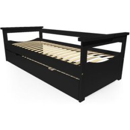 ABC MEUBLES Lit Gigogne 80x190 Topaze en Pin massif - Noir